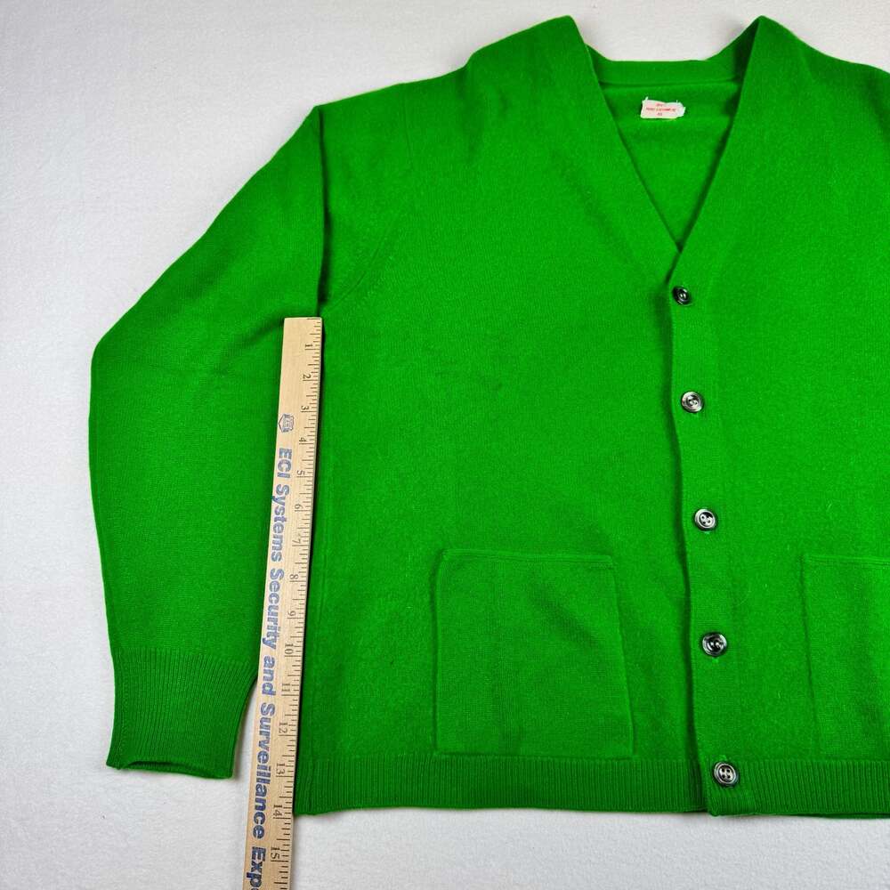 Vintage 100% Pure Cashmere Green Cardigan Sweater Size 46 - Picture 7 of 12